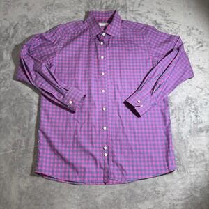 ETON dress shirt contemporary 44 17.5 XL Purple & pink plaid button down